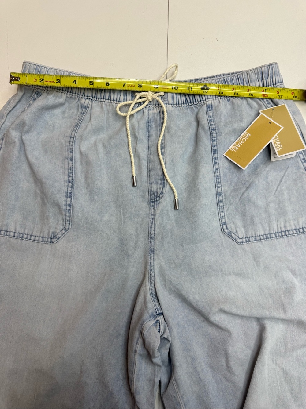 Michael Kors Light Blue Wide-Leg Drawstring Jeans size L - Picture 6 of 14